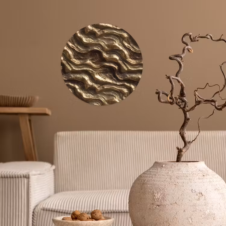 Behangcirkel - Reliëf - Golven - Abstract - Bronsgoud — 2