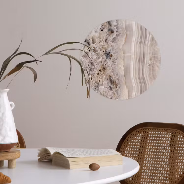 Behangcirkel - Steen - Textuur - Abstract - Beige - Wit — 4