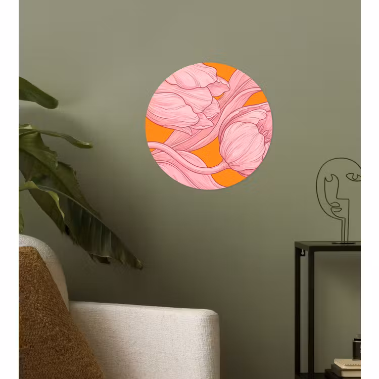 Behangcirkel - Roze bloemen - Modern — 3
