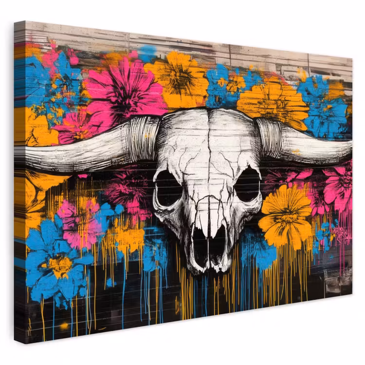Buiten canvas - Schedel - Bloemen - Graffiti — 1