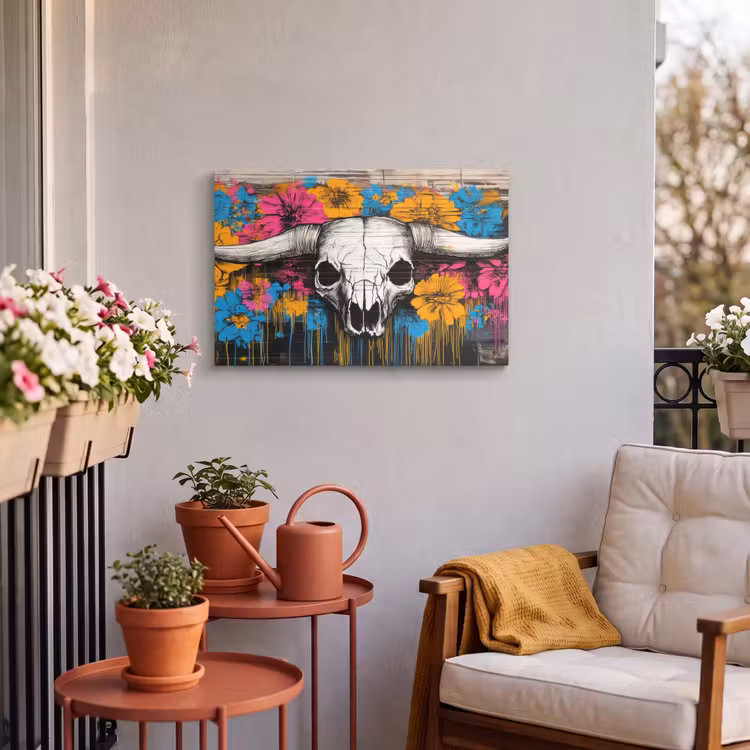 Buiten canvas - Schedel - Bloemen - Graffiti — 3