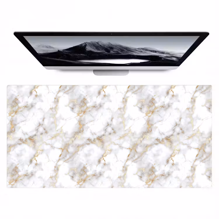 Bureau onderlegger - Gouden aders - Marmer - Wit — 1