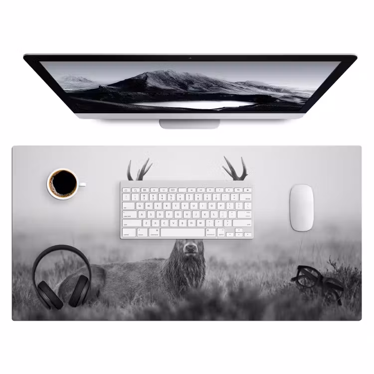 Bureau onderlegger - Hert - Mistig - Zwart - Wit — 4