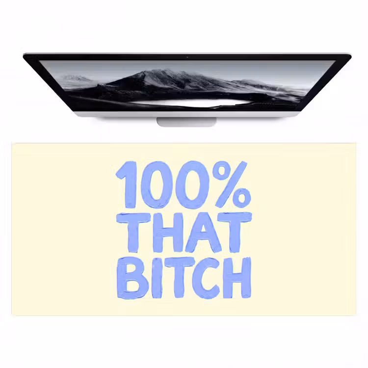 Bureau onderlegger - 100% that bitch - Blauw - Wit — 1