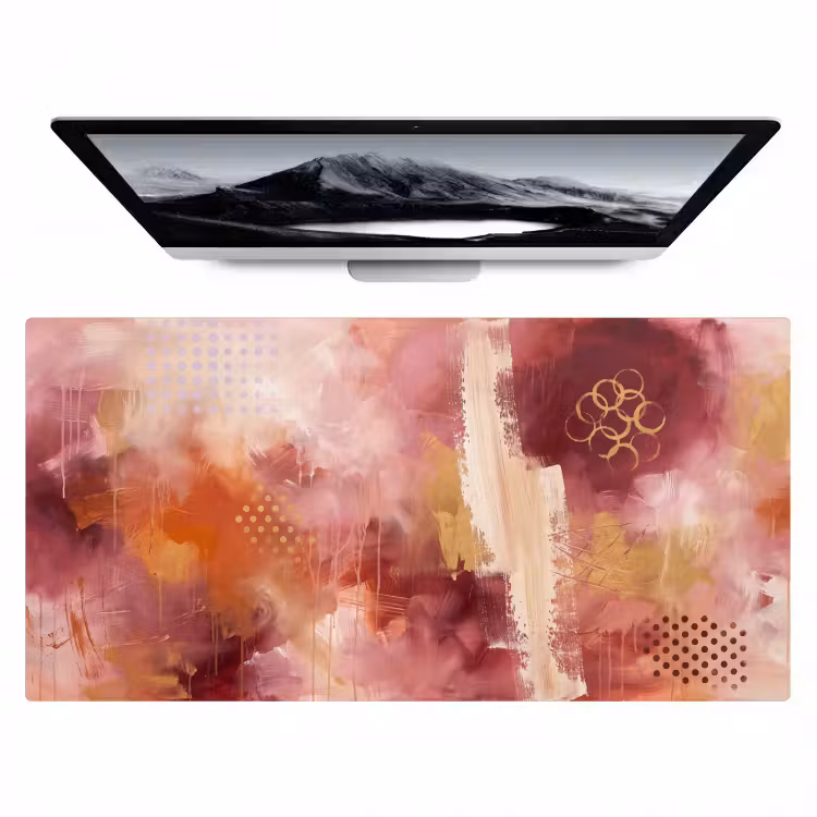 Bureau onderlegger - Abstract - Rood - Goud - Modern - Kunst — 1