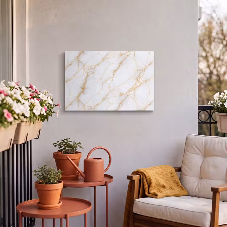 Buiten canvas - Wit - Goud - Marmer - Aders — 3