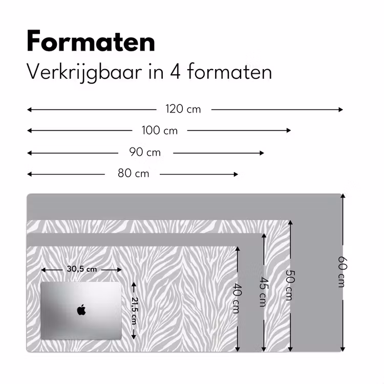 Bureau onderlegger - Zebra - Motief - Grijs — 8