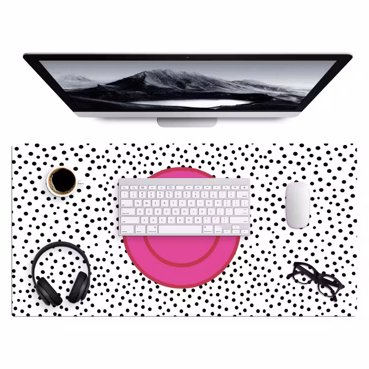Bureau onderlegger - Smiley - Roze - Stippen — 4