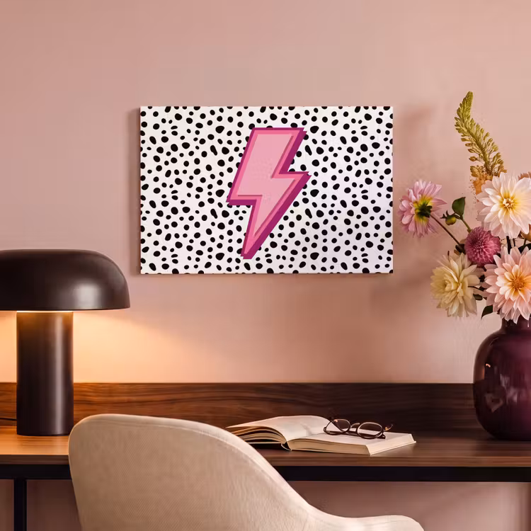 Canvas schilderij - Bliksem - Roze - Stippen — 3