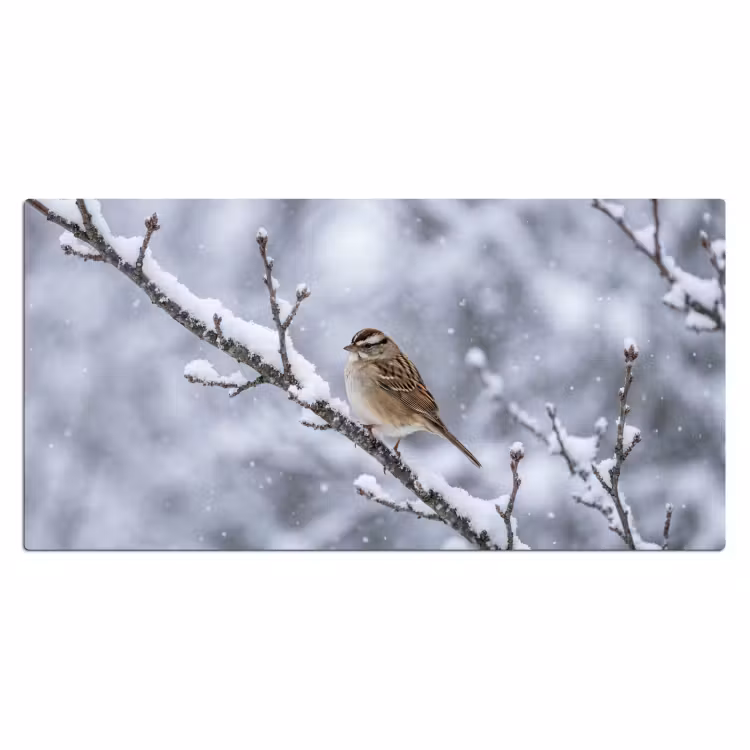 Bureau onderlegger - Vogel - Tak - Sneeuw - Winter — 2