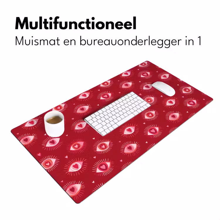 Bureau onderlegger - Ogen - Patroon - Roze - Donkerrood — 7