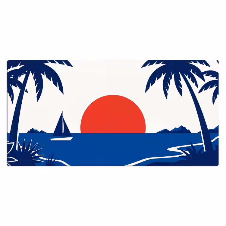 Bureau onderlegger - Zonsondergang - Zee - Palmboom - Tropisch - Modern — 2