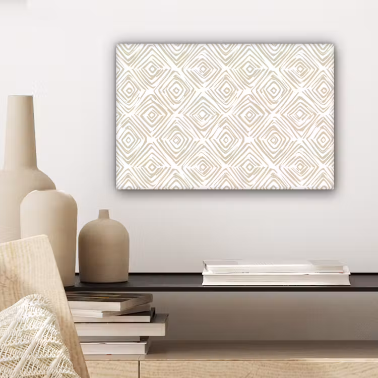 Canvas schilderij - Abstract - Ruit - Beige — 4
