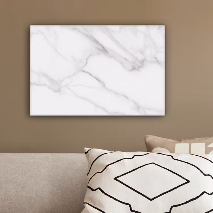 Canvas schilderij - Marmer - Structuur - Wit - Grijs - Steen - Marmerlook — 2