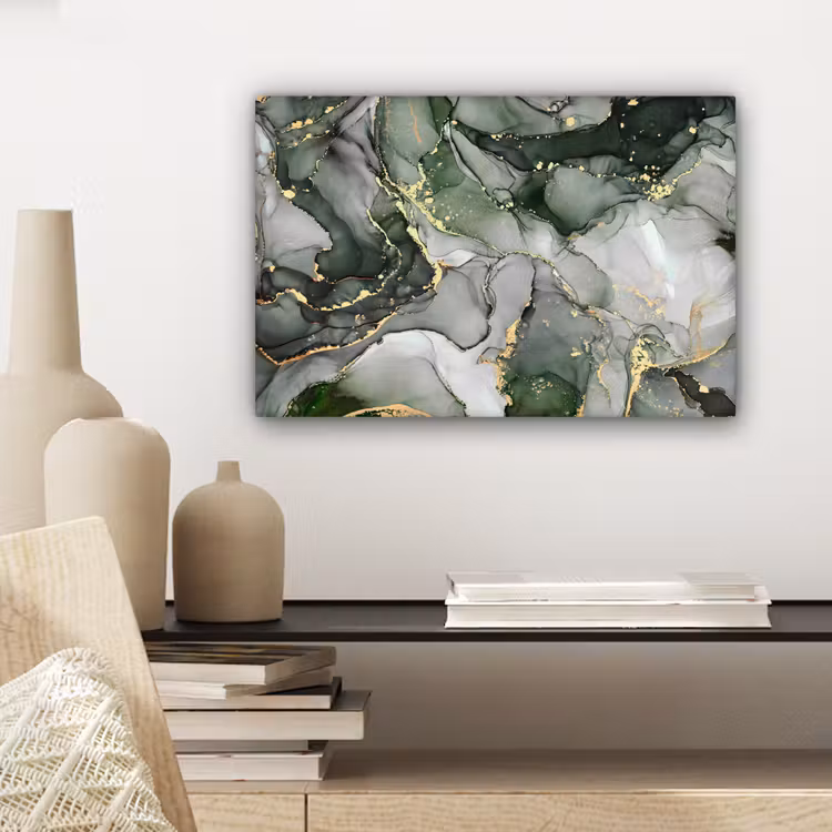 Canvas schilderij - Luxe - Marmer - Groen — 4