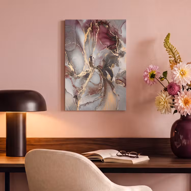 Canvas schilderij - Goud - Marmer - Paars — 2