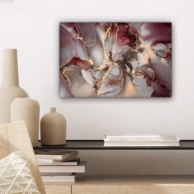 Canvas schilderij - Goud - Marmer - Paars — 4
