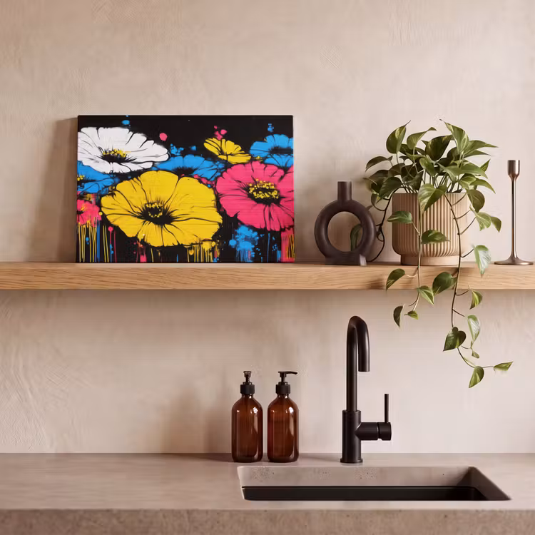 Canvas schilderij - Graffiti - Bloemen - Kleur — 2