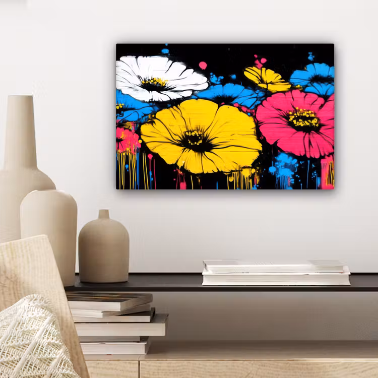 Canvas schilderij - Graffiti - Bloemen - Kleur — 4