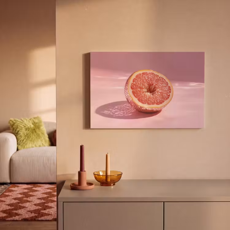 Canvas schilderij - Grapefruit - Roze - Disco - Shiny — 1