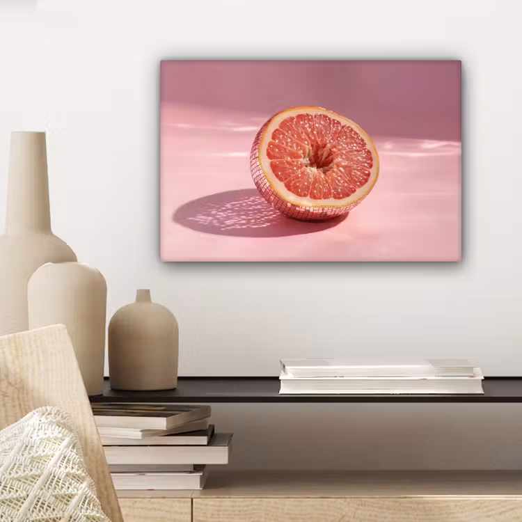 Canvas schilderij - Grapefruit - Roze - Disco - Shiny — 4