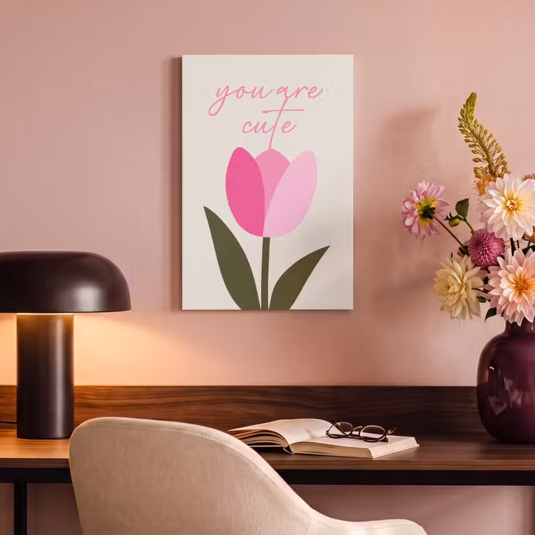 Canvas schilderij - Tulp - Roze - Valentijn - Bloem — 2