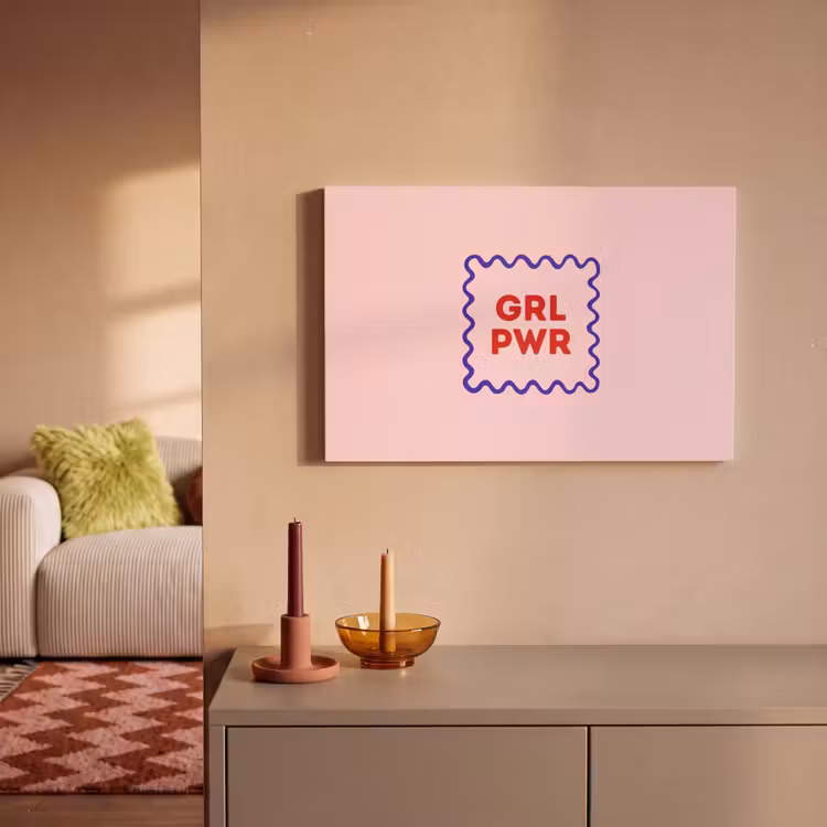 Canvas schilderij - Grl pwr - Roze - Kader — 1