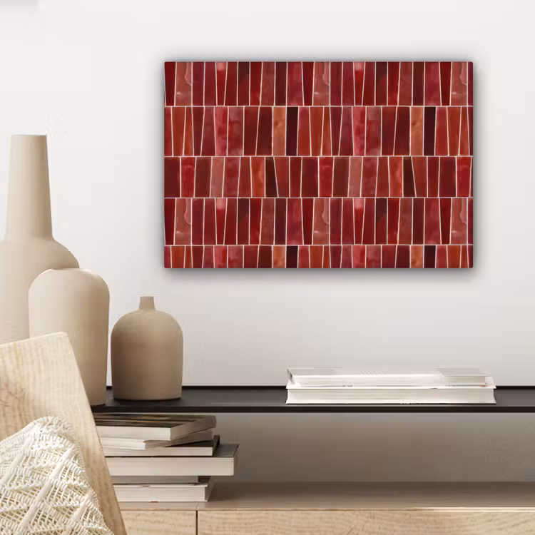 Canvas schilderij - Tegels - Modern - Structuur - Dieprood — 4