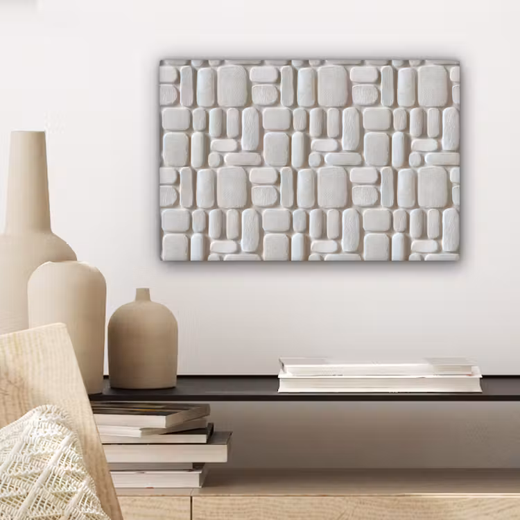 Canvas schilderij - Reliëf - Structuur - Wit — 4