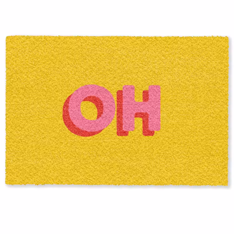 Deurmat - Geel - Roze - Oh - 3D — 1
