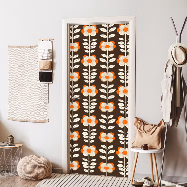 Deursticker - Bloemen - Retro - Bruin — 8
