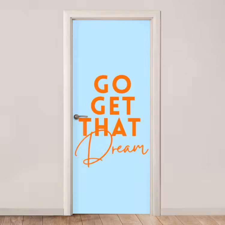 Deursticker - Blauw - Oranje - Tekst — 1