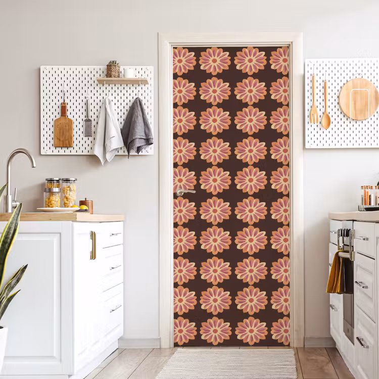 Deursticker - Bloemen - Patroon - Bruin — 7