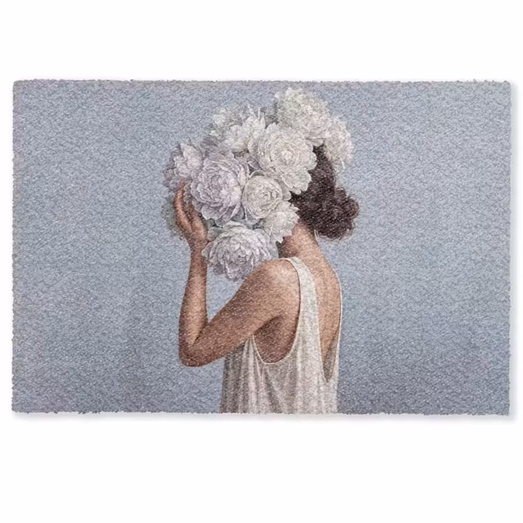 Deurmat - Bloemen - Vrouw - Wit — 1