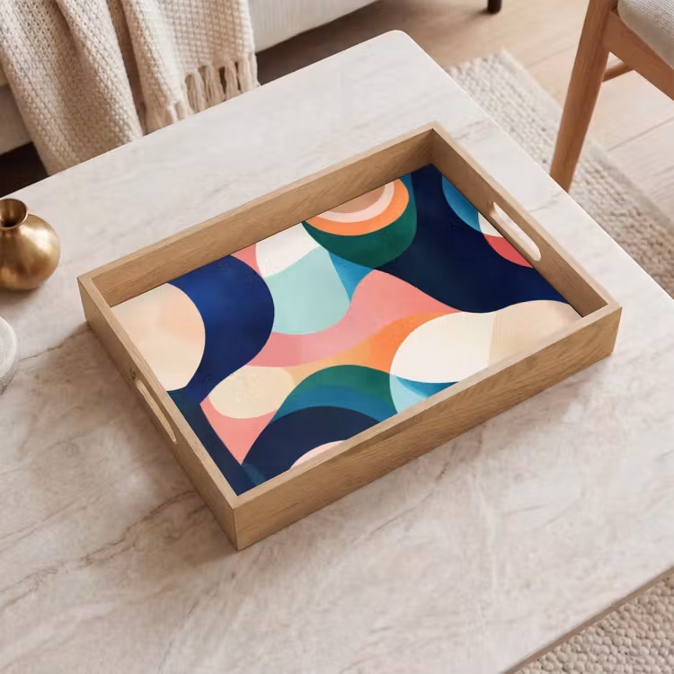 Dienblad - Abstract - Blauw - Roze — 2