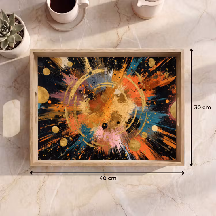 Dienblad - Explosie - Verfstructuur - Goud - Abstract — 7