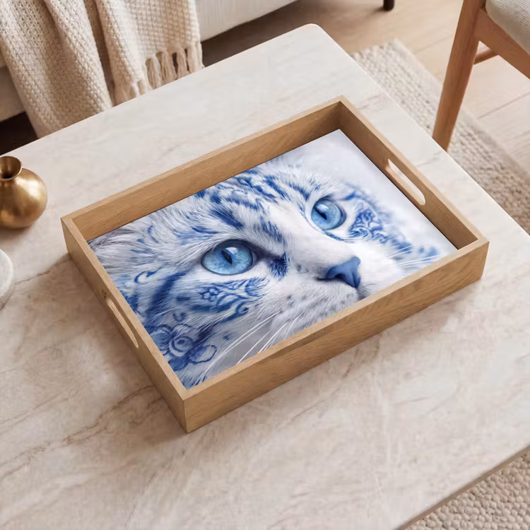 Dienblad - Kat - Patroon - Blauw — 2