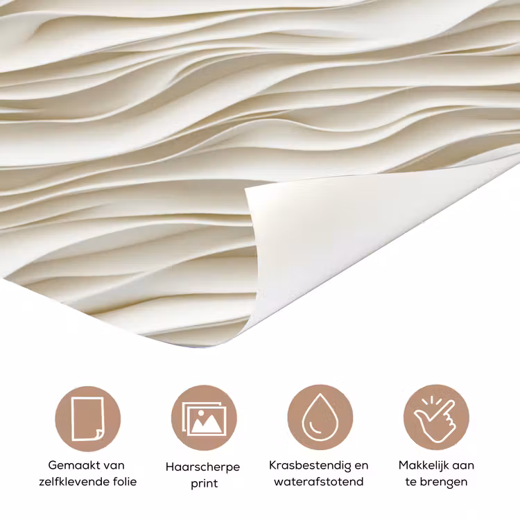 Deursticker - Golven - Wit - Minimalistisch — 3