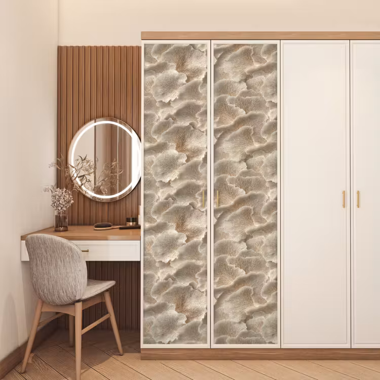 Deursticker - Waaierstructuren - Beige - Vezeltextuur — 5