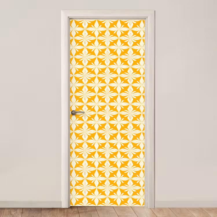 Deursticker - Patroon - Retro - Geel — 1