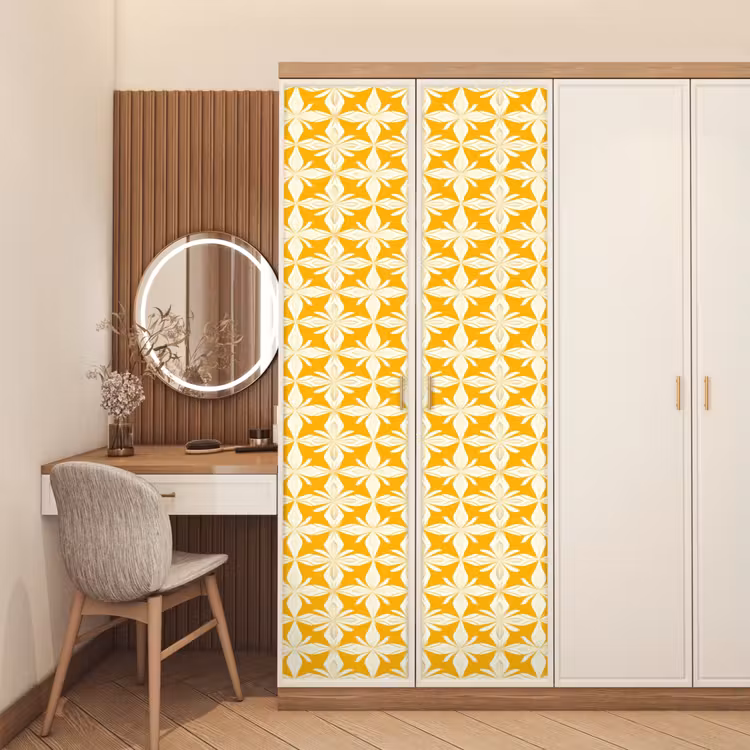 Deursticker - Patroon - Retro - Geel — 5