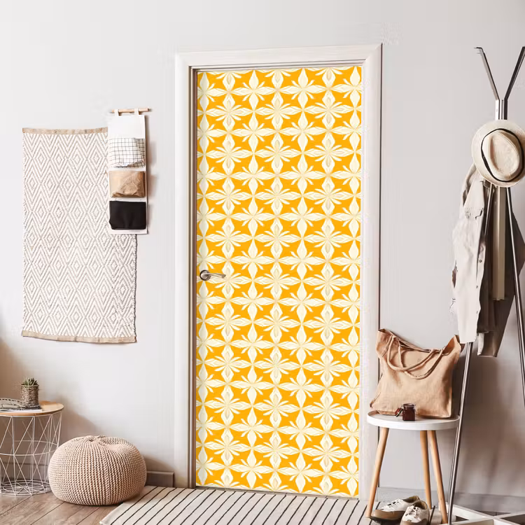 Deursticker - Patroon - Retro - Geel — 8