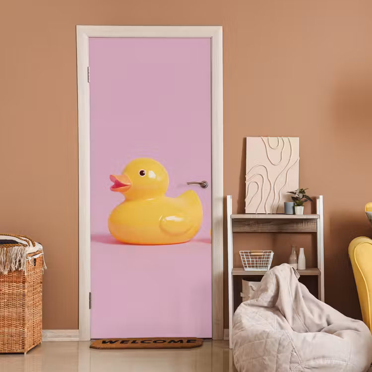 Deursticker - Eendjes - Vrolijk - Roze — 2