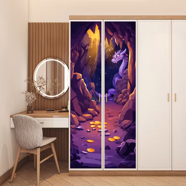 Deursticker - Grot - Draak - Fantasie - Paars — 5