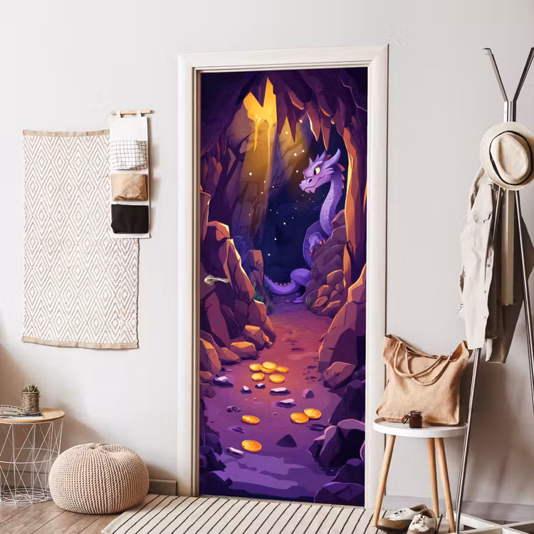 Deursticker - Grot - Draak - Fantasie - Paars — 8