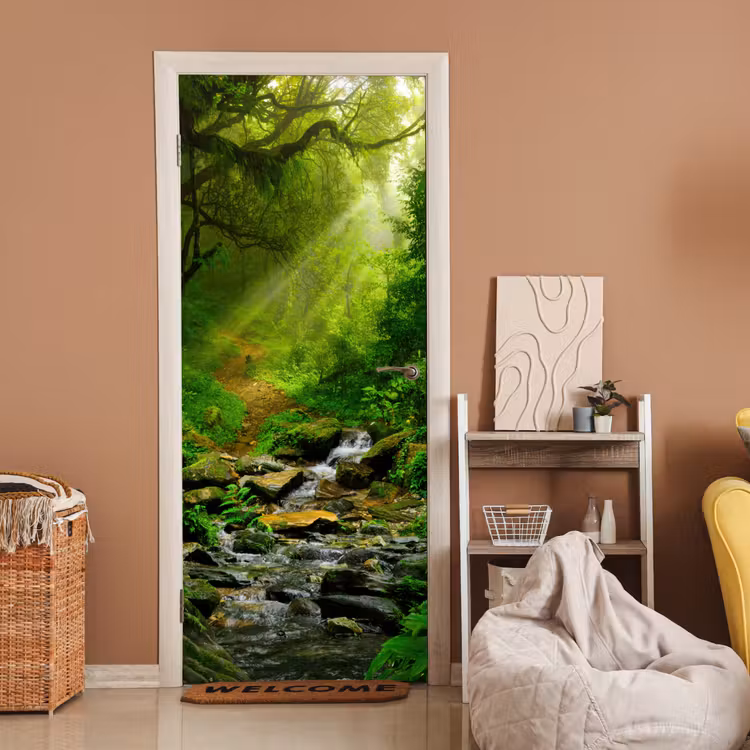 Deursticker - Jungle - Groen - Waterval - Natuur — 2
