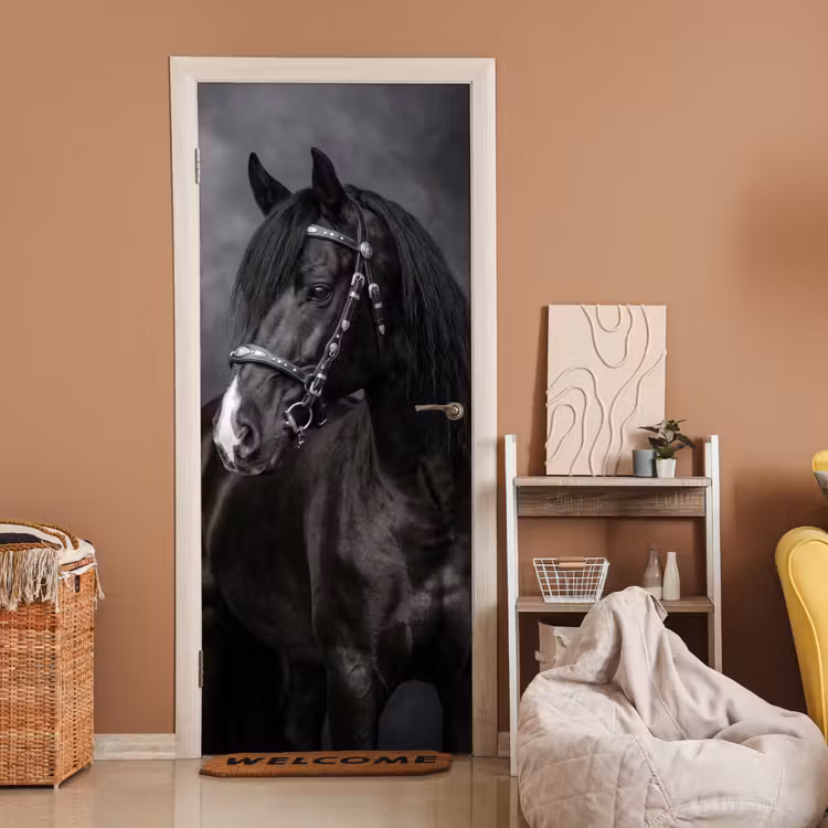 Deursticker - Portret - Paard - Zwart — 2