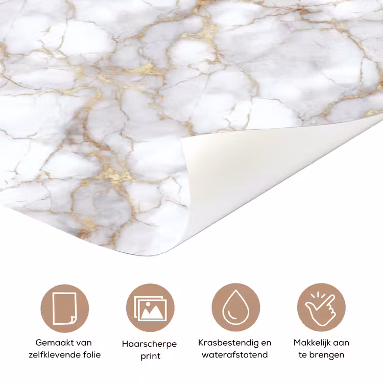 Deursticker - Wit - Goud - Marmer - Grijs — 3