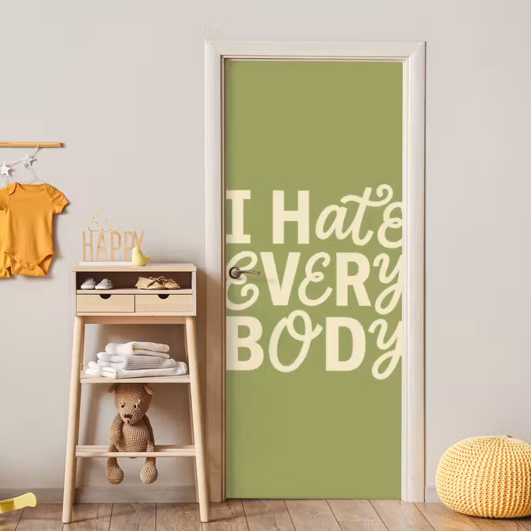 Deursticker - I hate everybody - Groen - Retro — 6