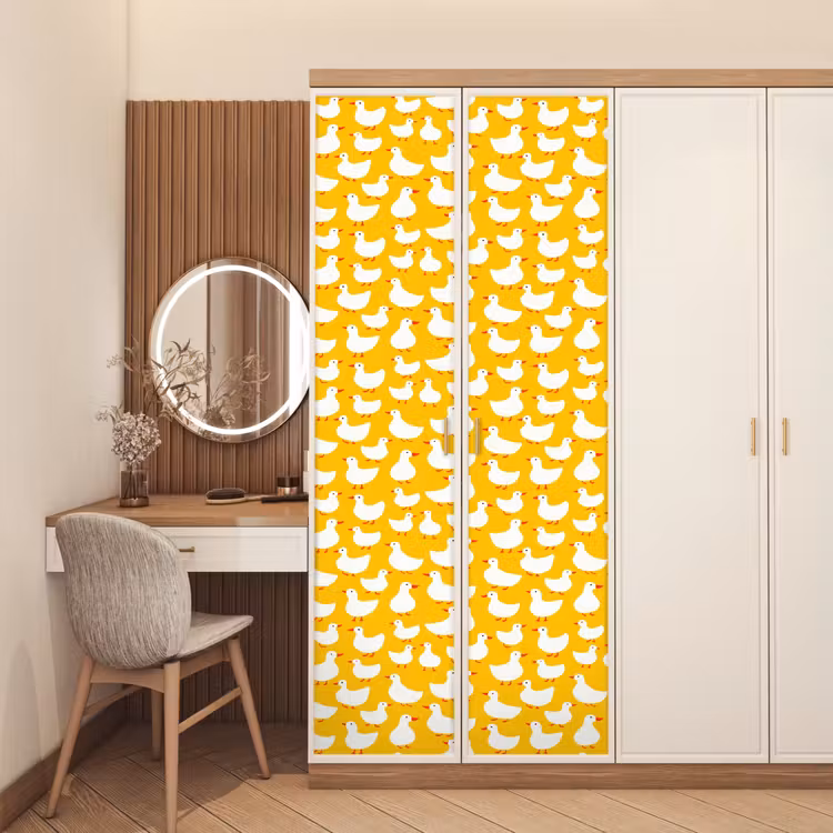 Deursticker - Eendjes - Patroon - Geel — 5